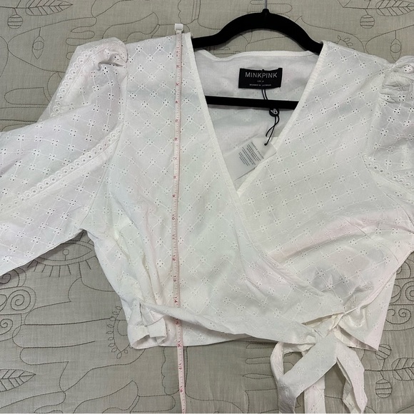 NWT MINKPINK Lola Eyelet Wrap Top Sz L (US 8) White - Picture 8 of 11